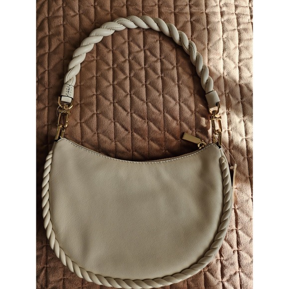 NWT Michael Kors Kyla Small Leather Convertible Pochette Lt. Cream w/Strap - Picture 3 of 8